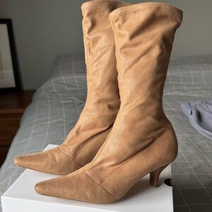 Tan Brushed Suede Women's Glove Booties